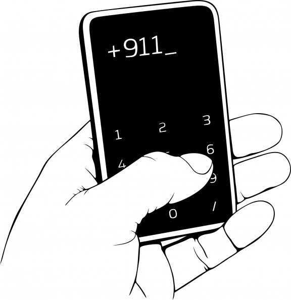 Dialling 9-1-1 on a cellphone